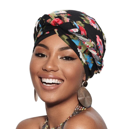 Damen Turban mit Zopf, vorgebundene Beanie Mütze
