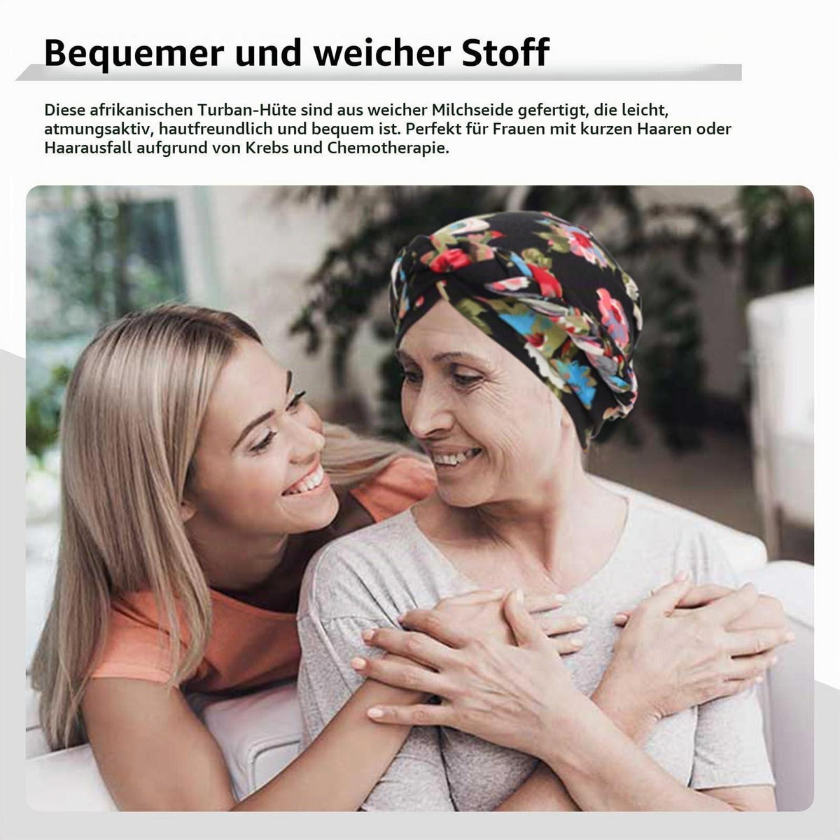 Damen Turban mit Zopf, vorgebundene Beanie Mütze