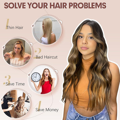 50cm Volle Kopf Haarverlängerung Platinblond Wavy Clip-in