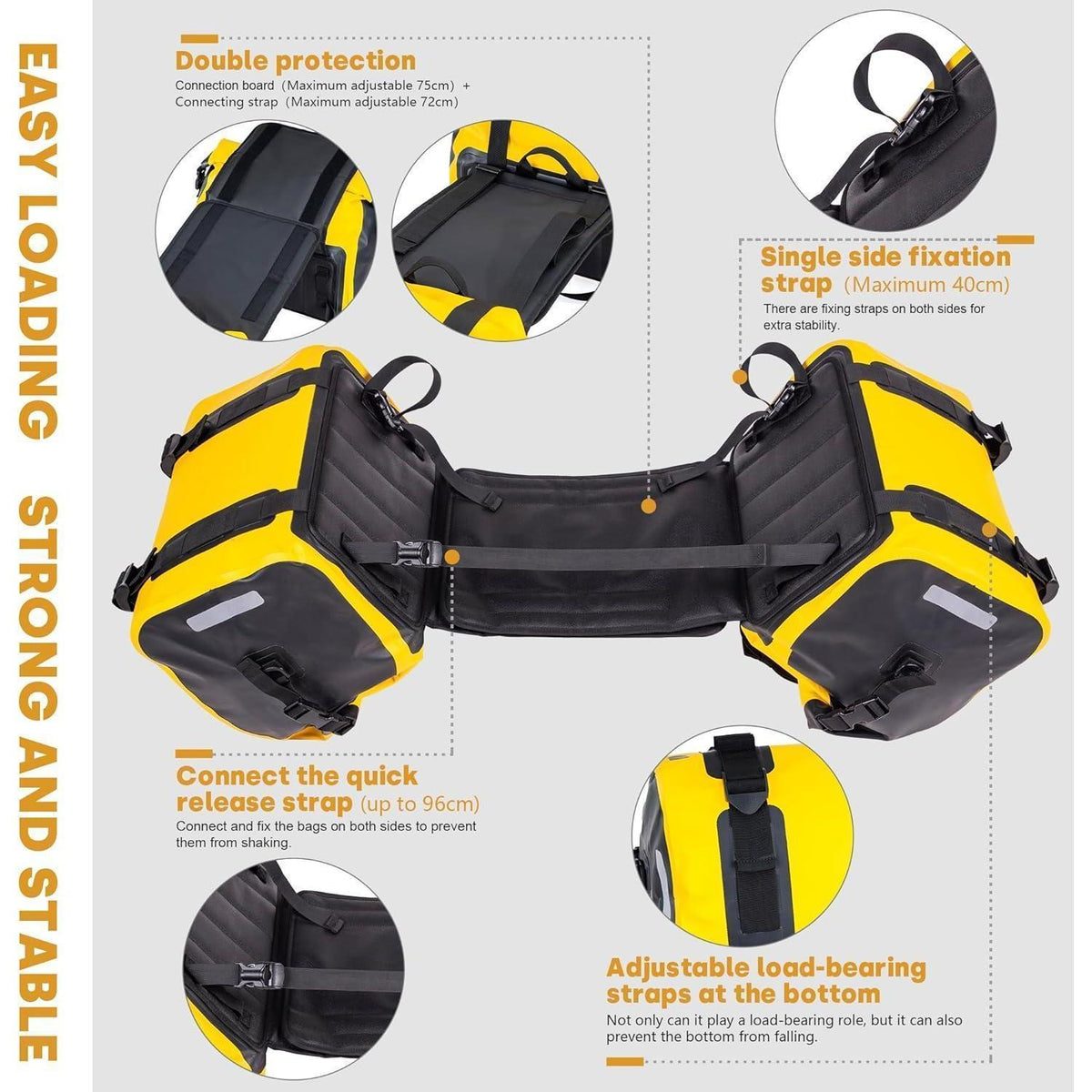 Wasserdichte Motorrad Gepäckrolle 70L (2x35L) Gelb