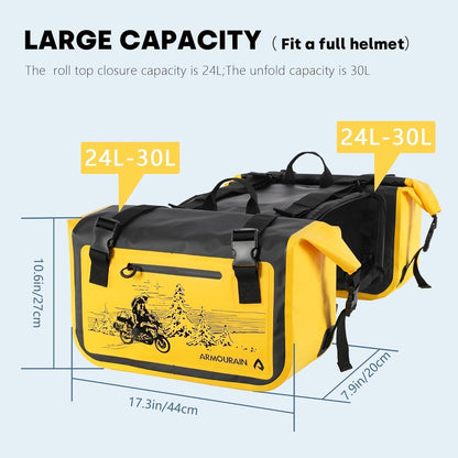 Motorrad Seitentasche 50L Wasserdicht Gelb mit Abnehmbarer Platte