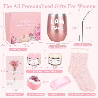 Edelstahl Weinbecher Geburtstag 50 Frau Geschenkset Frauen 50 Geburtstagsgeschenk Tante Mutter Sister Wine Glass 49 Gift