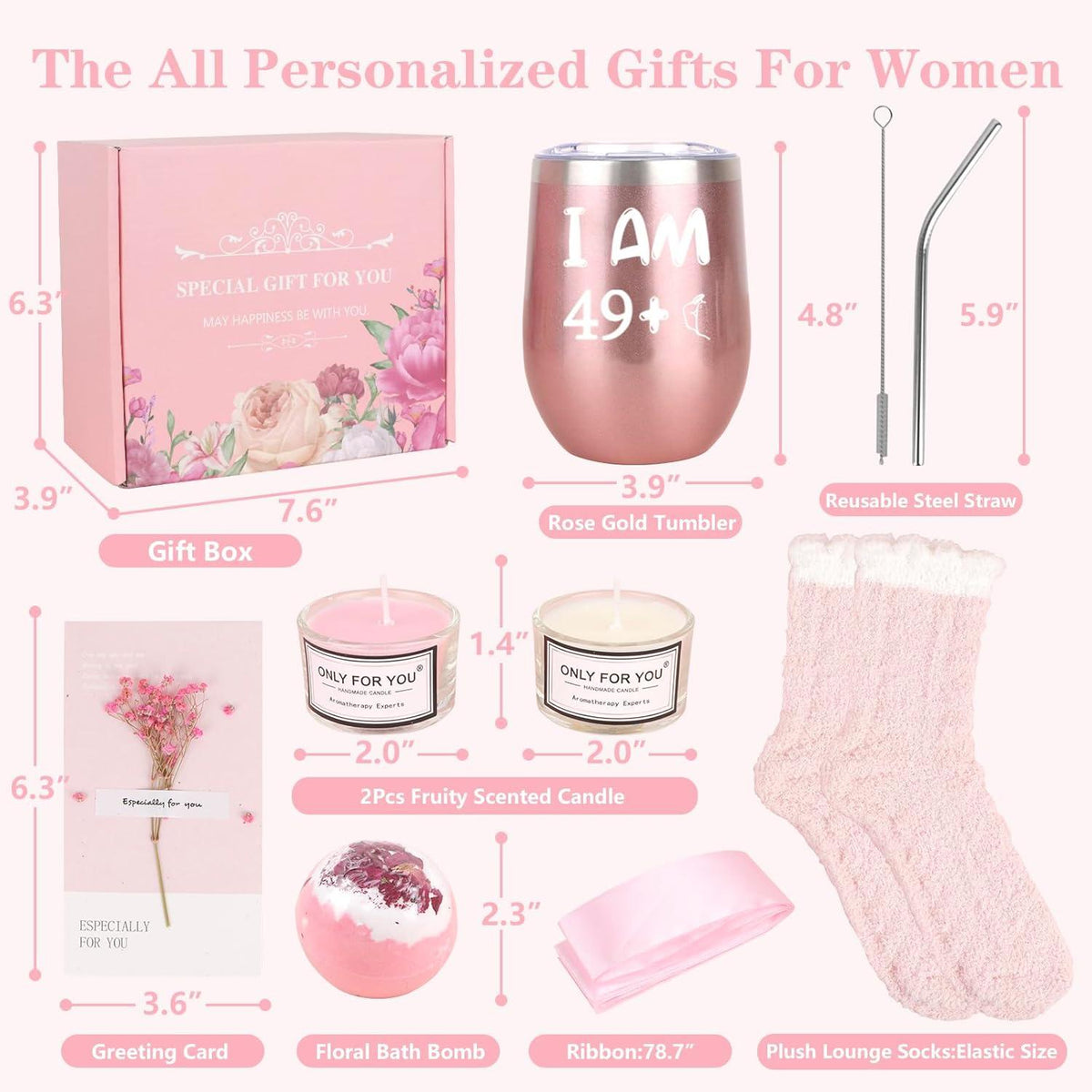 Edelstahl Weinbecher Geburtstag 50 Frau Geschenkset Frauen 50 Geburtstagsgeschenk Tante Mutter Sister Wine Glass 49 Gift