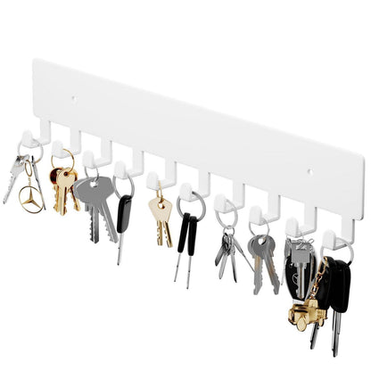 Wand-Schlüsselhalter mit 10 Haken – Weiß, für Flur & Küche