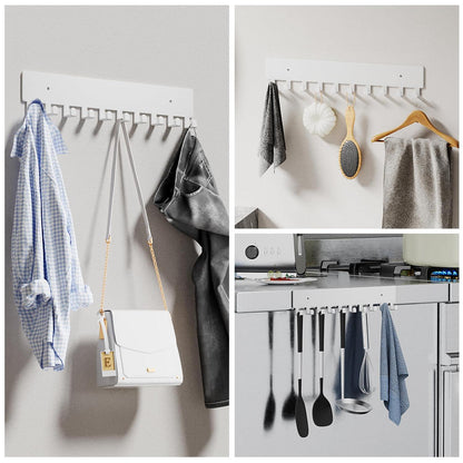 Wand-Schlüsselhalter mit 10 Haken – Weiß, für Flur & Küche