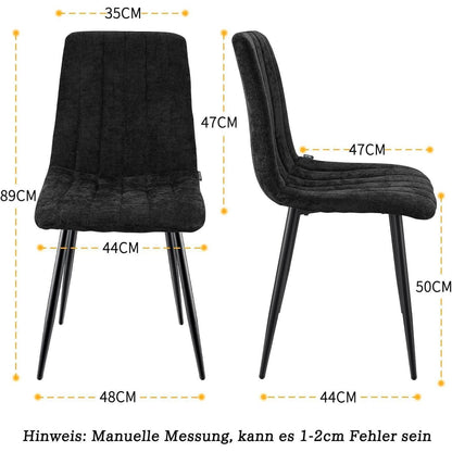 8x Esszimmerstühle Gepolstert, Schwarze Metallfüße & Hohe Rückenlehne