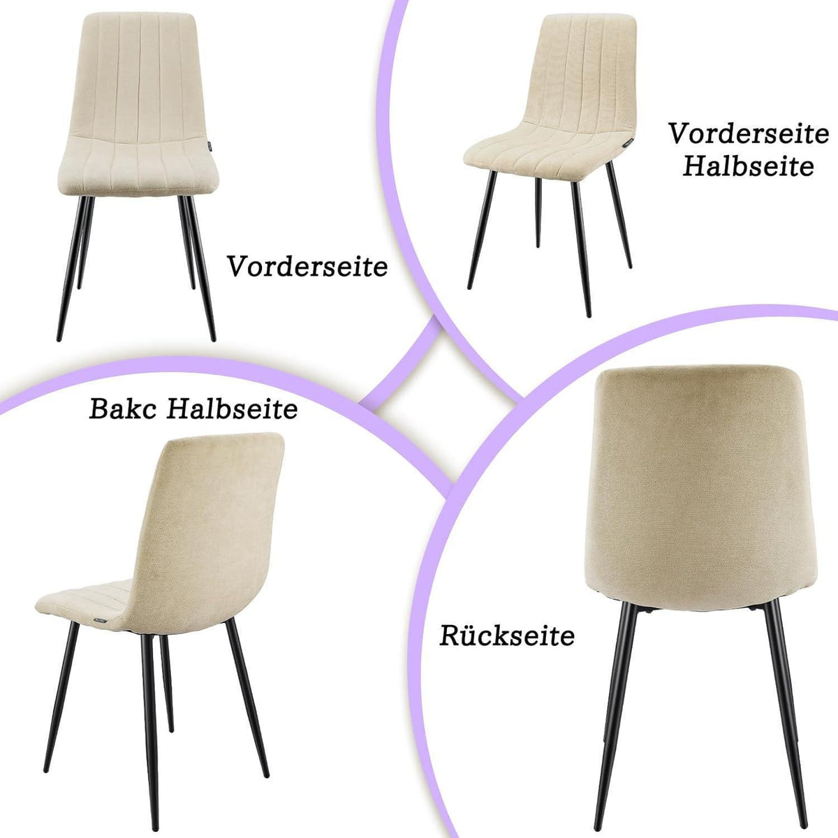 Esszimmerstühle 6er Set, Gepolsterte Stühle mit hoher Lehne