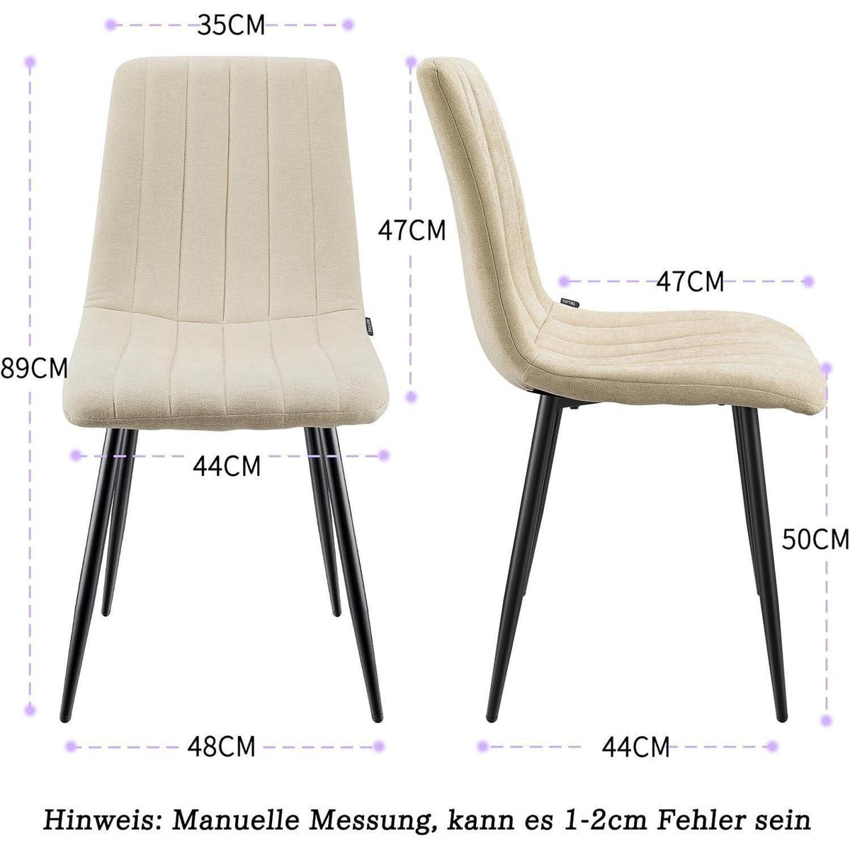 8x Esszimmerstuhl gepolstert, hohe Lehne, Beige