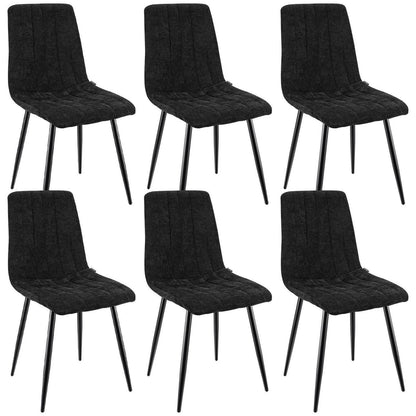 Esszimmerstühle 6er Set, Gepolsterte Stühle mit hoher Lehne, Schwarz