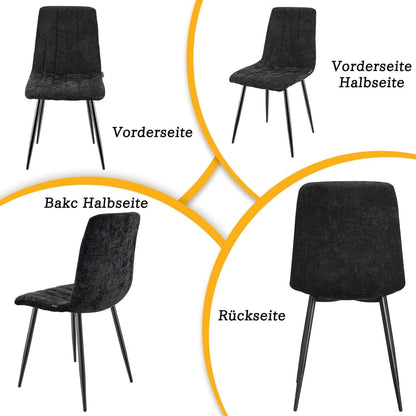 Esszimmerstühle 6er Set, Gepolsterte Stühle mit hoher Lehne, Schwarz