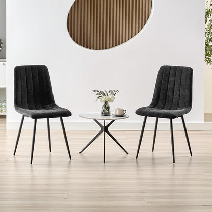 Esszimmerstühle 6er Set, Gepolsterte Stühle mit hoher Lehne, Schwarz