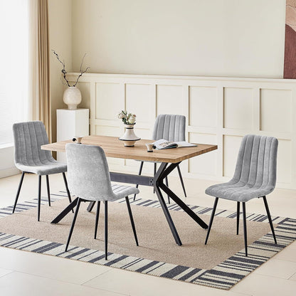 Gepolsterte Esszimmerstühle 2er Set Grau & Grau mit hoher Lehne
