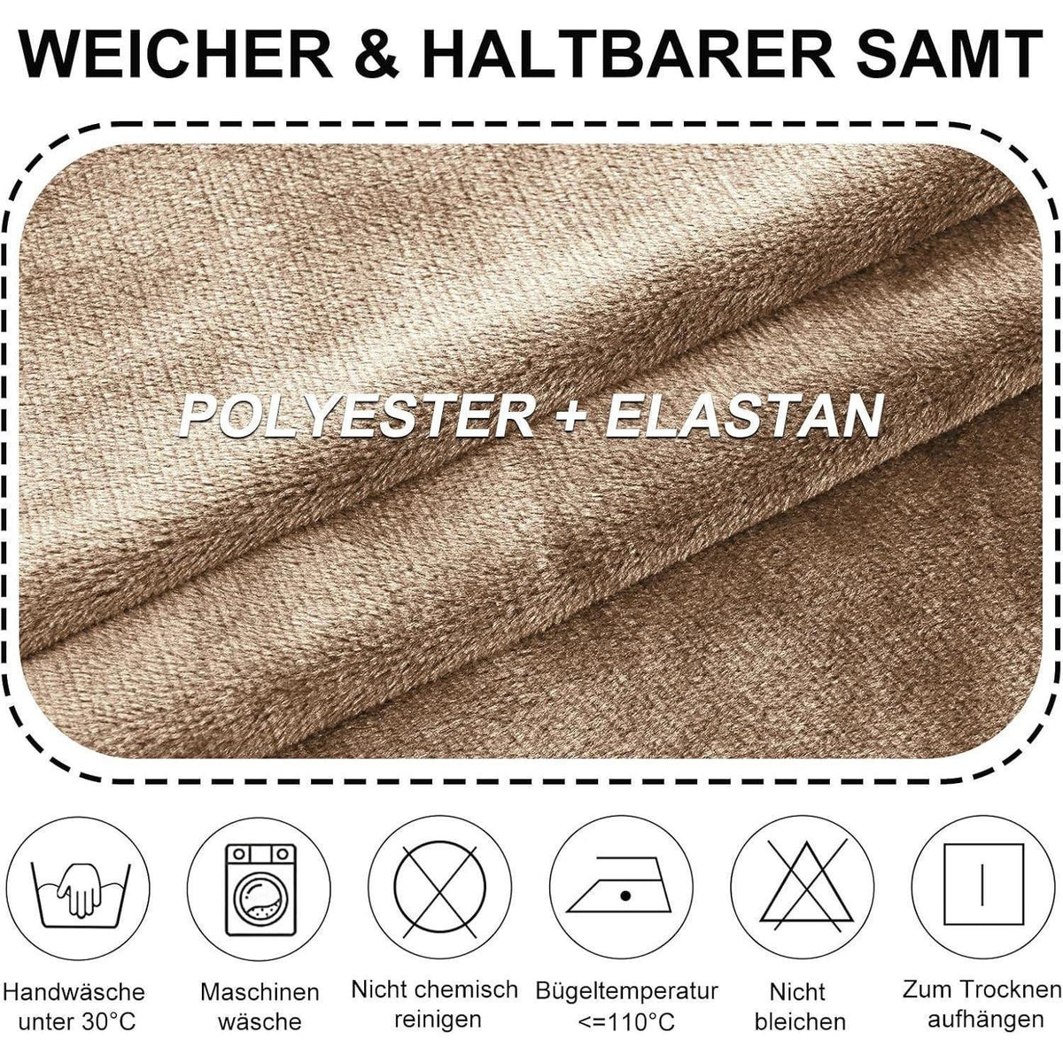 Stretch Samt Stuhlhussen Set - Universal Sesselbezug Kamel
