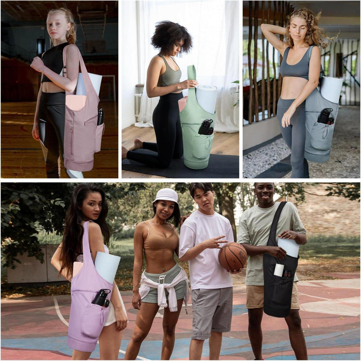 Yogatasche Damen mit Nassfach und Flaschenhalter Rosa