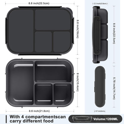 Bento Box Kinder mit Fächern & Besteck – 1200ml Lunchbox