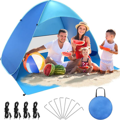 Strandmuschel Pop Up Strandzelt UV Schutz UPF 50+ Blau