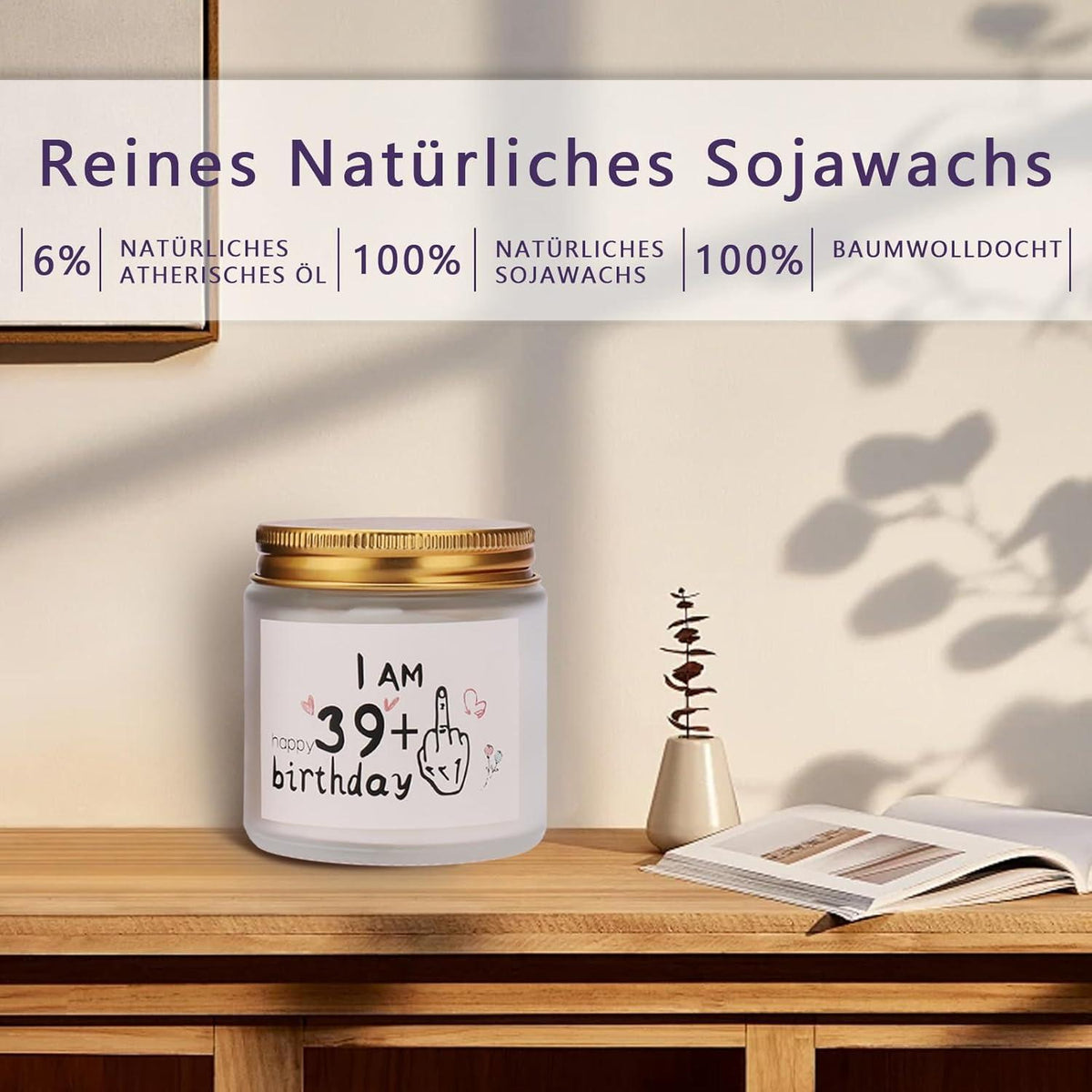 40. Geburtstag Lavendel-Duftkerzen im Glas - Geschenk Frauen