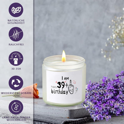 Duftkerze Lavendel im Glas, 40. Geburtstagsgeschenk für Frauen, Sojawachs, 100g