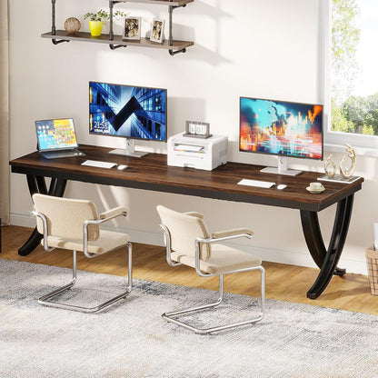 Doppelter Schreibtisch 200x70cm – Rustikaler Computertisch für Home Office