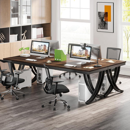 Doppelter Schreibtisch 200x70cm – Rustikaler Computertisch für Home Office