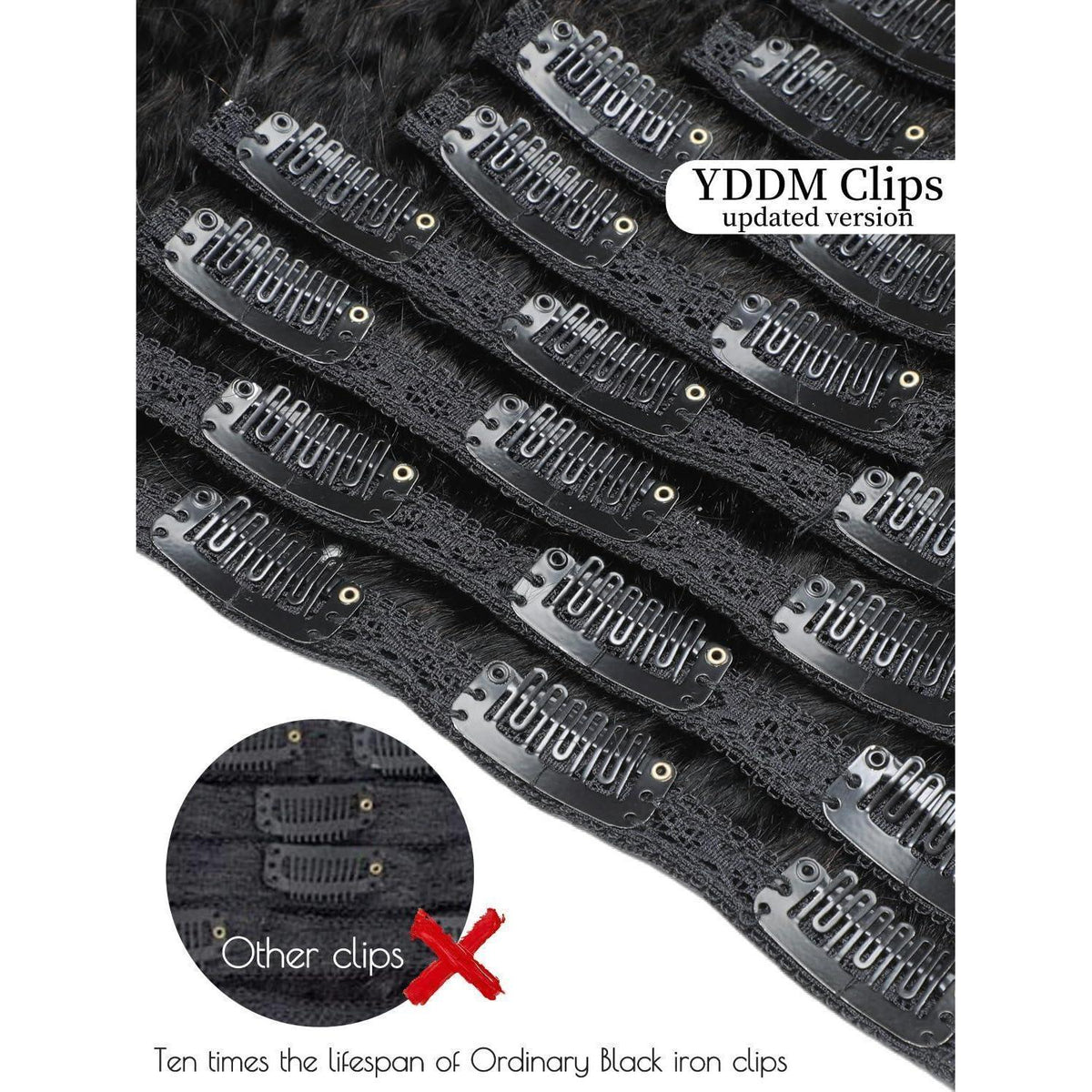 Kinky Curly Haarverlängerung Clip-In, 18 Zoll, Echthaar