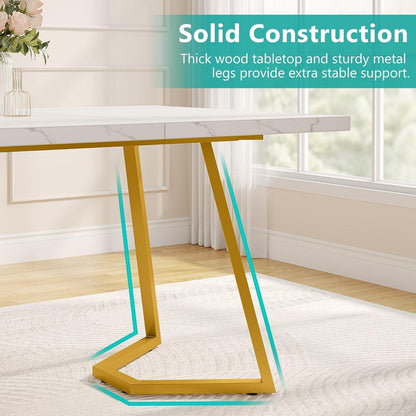 Moderner Schreibtisch Weiß & Gold | 140x80 cm | Home Office Tisch