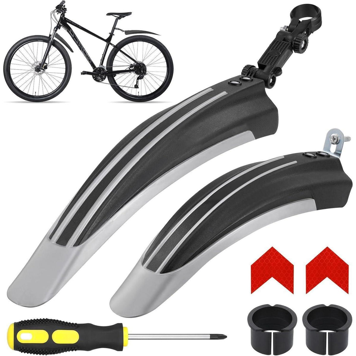 Fahrrad Schutzblech Set für MTB & Rennrad, Universal, Schwarz/Grau