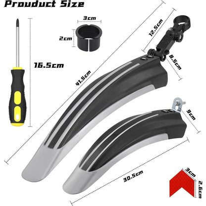 Fahrrad Schutzblech Set für MTB & Rennrad, Universal, Schwarz/Grau