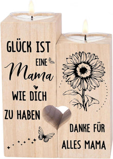 Personalisierter Holz Kerzenständer Geschenk Mama Muttertagsgeschenk