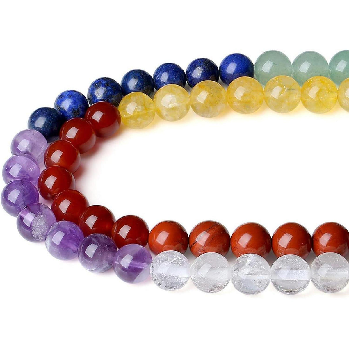 7 Chakra Naturstein Perlen 8mm zum Schmuckbasteln