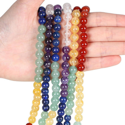 7 Chakra Naturstein Perlen 8mm zum Schmuckbasteln