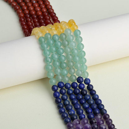 7 Chakra Naturstein Perlen 8mm zum Schmuckbasteln