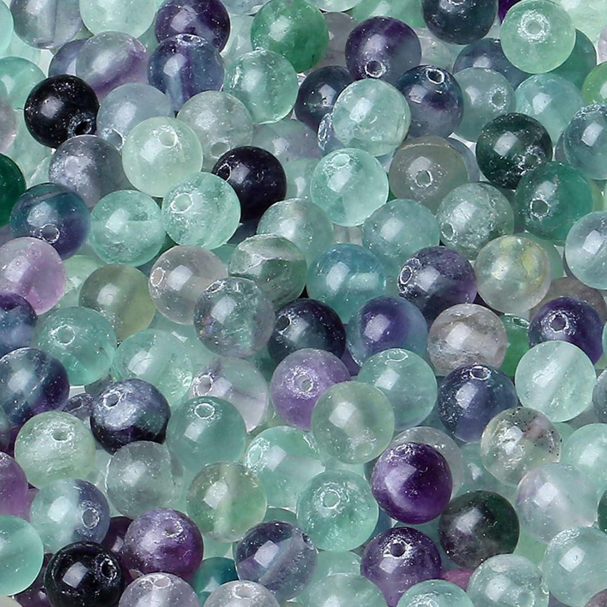 8mm Fluorit Perlen zum Schmuckbasteln, Naturstein Kristalle