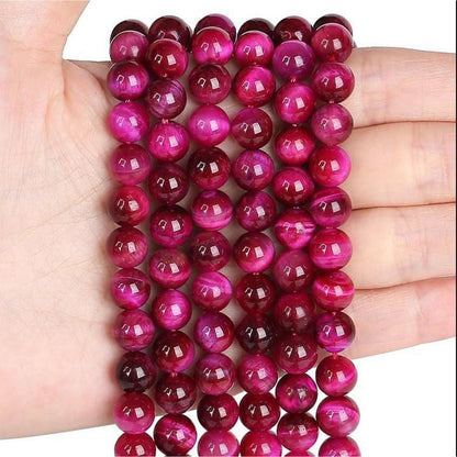8mm Magenta Tigerauge Perlen für Schmuck DIY