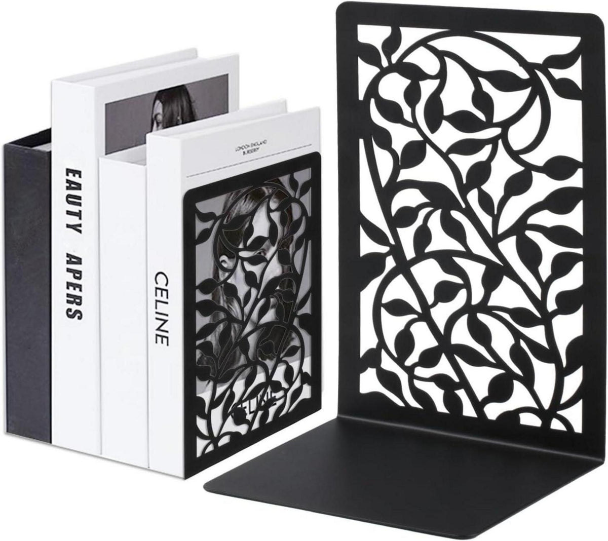 2er Set Schwarze Metall Buchstütze Bücherhalter Regal Bücherständer