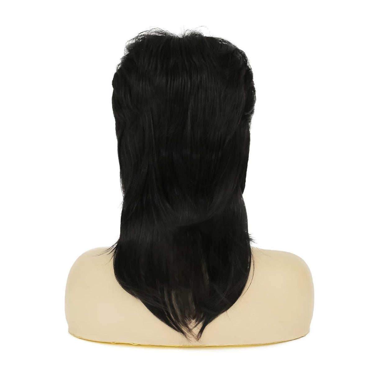 Schwarze Vokuhila Perücke 80er Jahre Mullet mit Pony