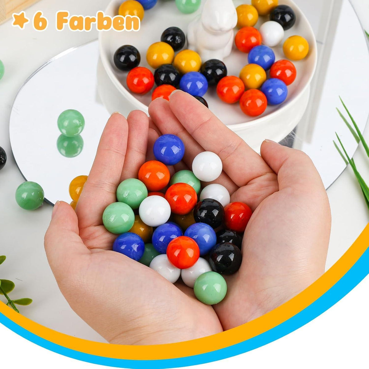 90er Set Bunte Glasmurmeln 1,6cm für Spiele & Dekoration