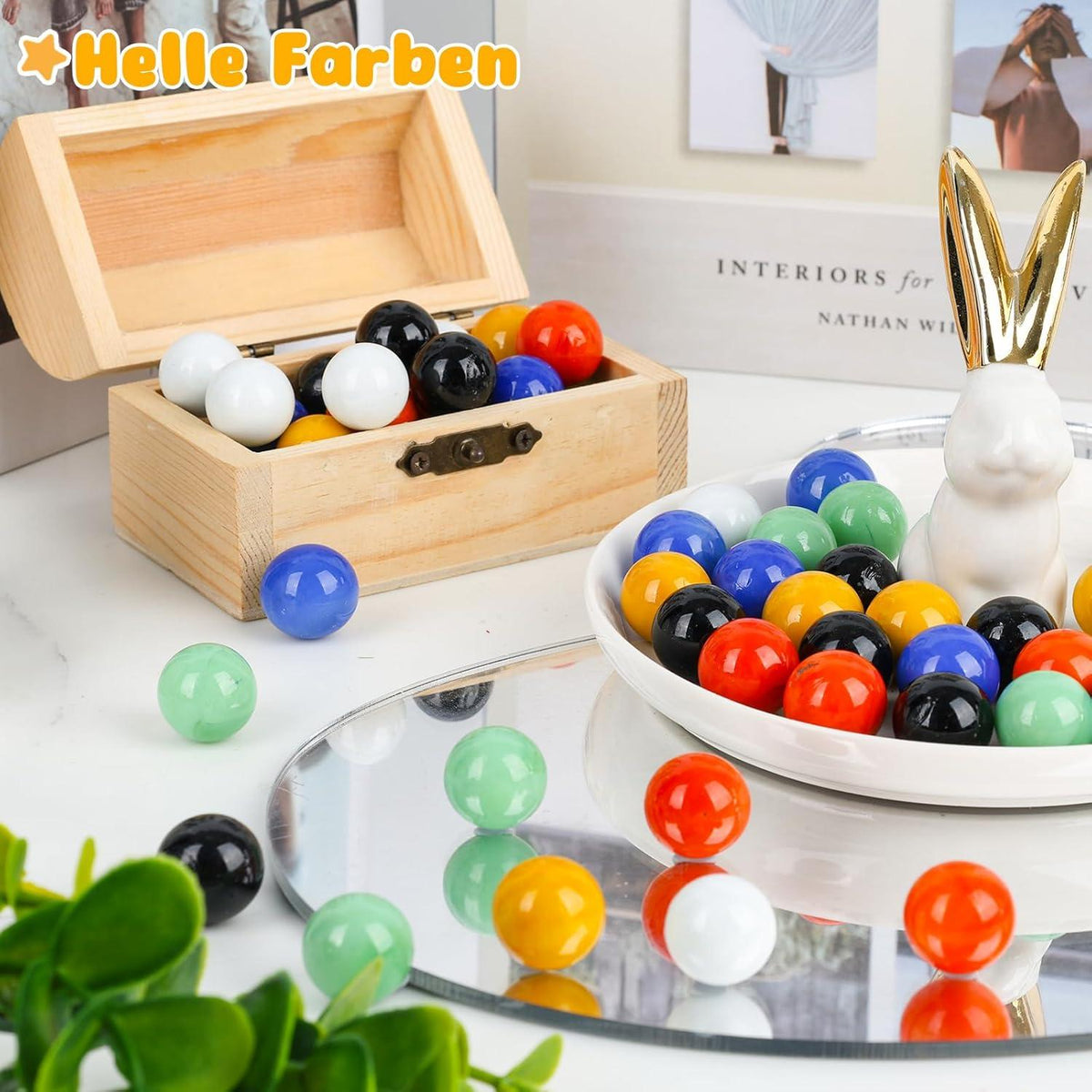 90 Stück Glasmurmeln bunte Marmorkugeln Spielzeug 1,6cm - ideal zum Spielen & Dekorieren