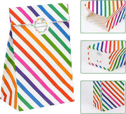 16er Set bunte Papiertüten mit Aufkleber für Geschenke & Partys