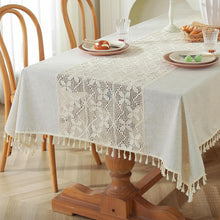 Gehäkelte Tischdecke Boho Spitze Rechteckig 140x200cm Beige