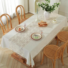 Gehäkelte Tischdecke Boho Spitze Rechteckig 140x200cm Beige