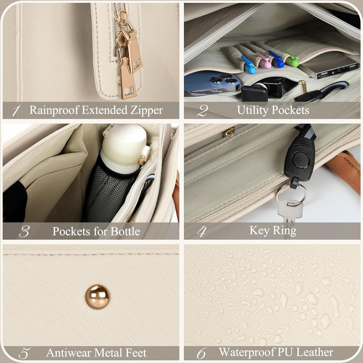 Handtasche Damen Umhängetasche 2 in 1 Laptoptasche 15.6 Zoll Groß PU