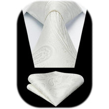 Herren Hochzeit Krawatte Beige Paisley Jacquard Einstecktuch