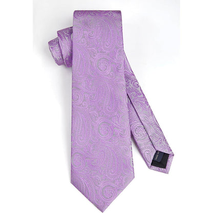 Krawatten-Set Paisley mit Einstecktuch für Herren, C-Violett