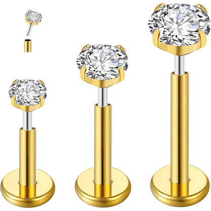 G23 Titan Push-In Piercing für Ohr, Nase, Lippe, Helix, Tragus, Labret, 16g