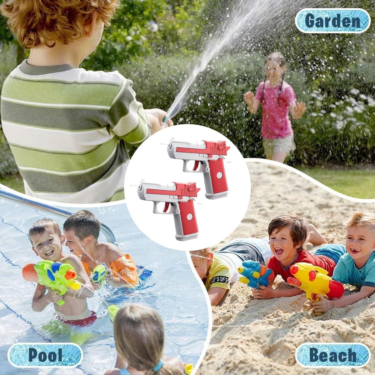 2er Set Mini Wasserpistolen für Kinder - Premium Qualität, große Reichweite