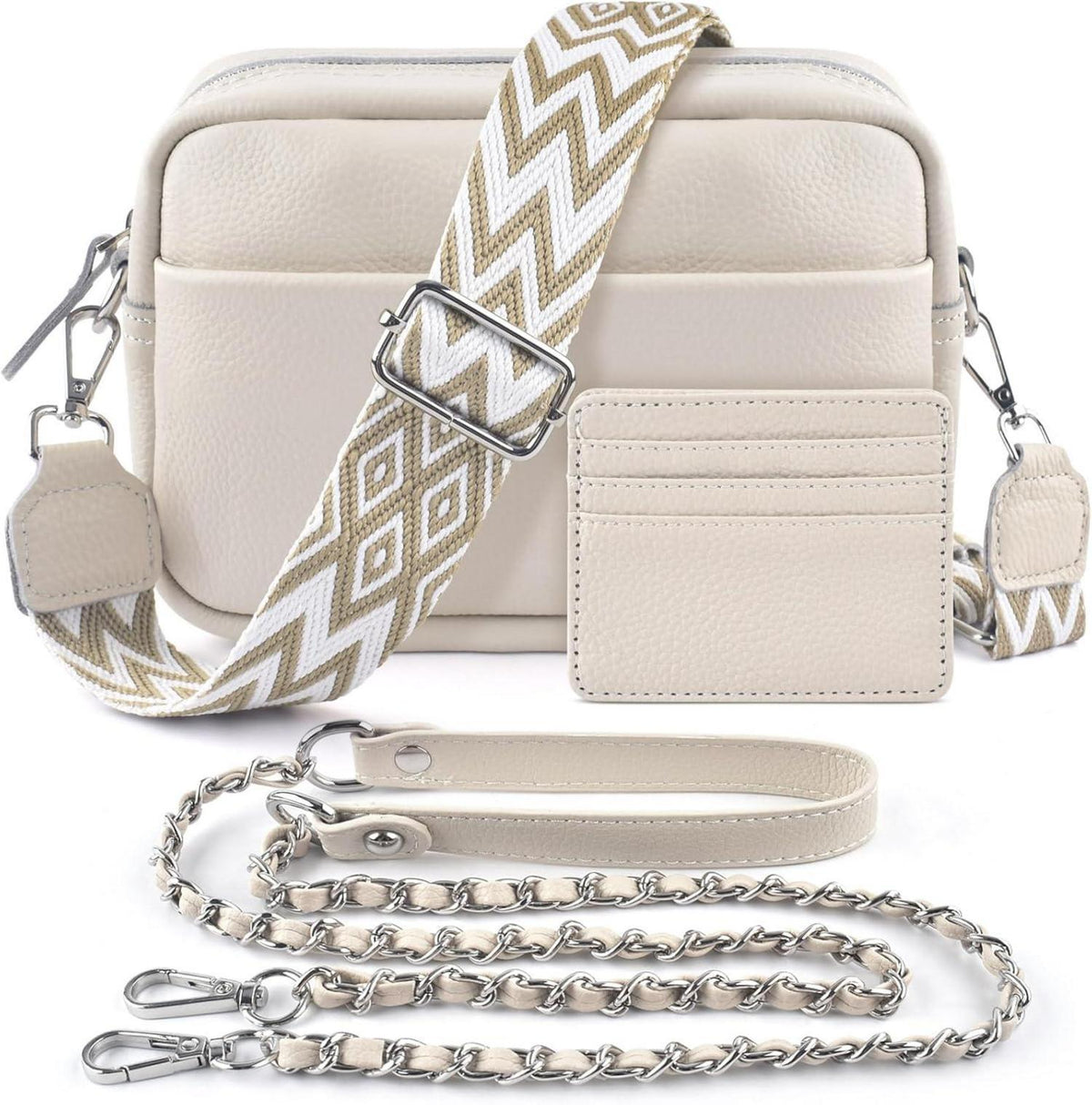 Handy Umhängetasche Echtes Leder Crossbody Bag Kartenhalter Schwarz