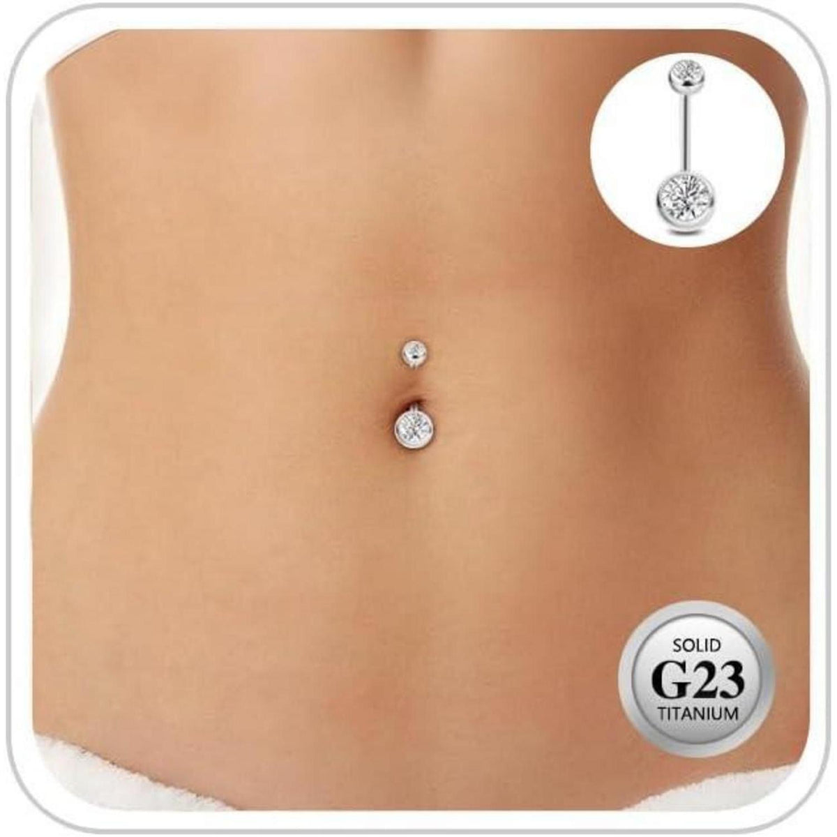 G23 Titan Bauchnabelpiercing 14G 12mm Silber mit Kugel