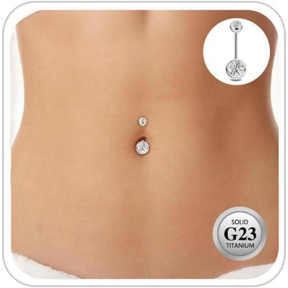 G23 Titan Bauchnabelpiercing 14G 12mm Silber mit Kugel