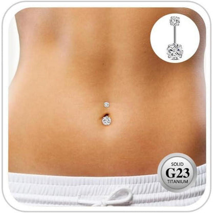 G23 Titan Bauchnabelpiercing Gold Silber 14G 10mm